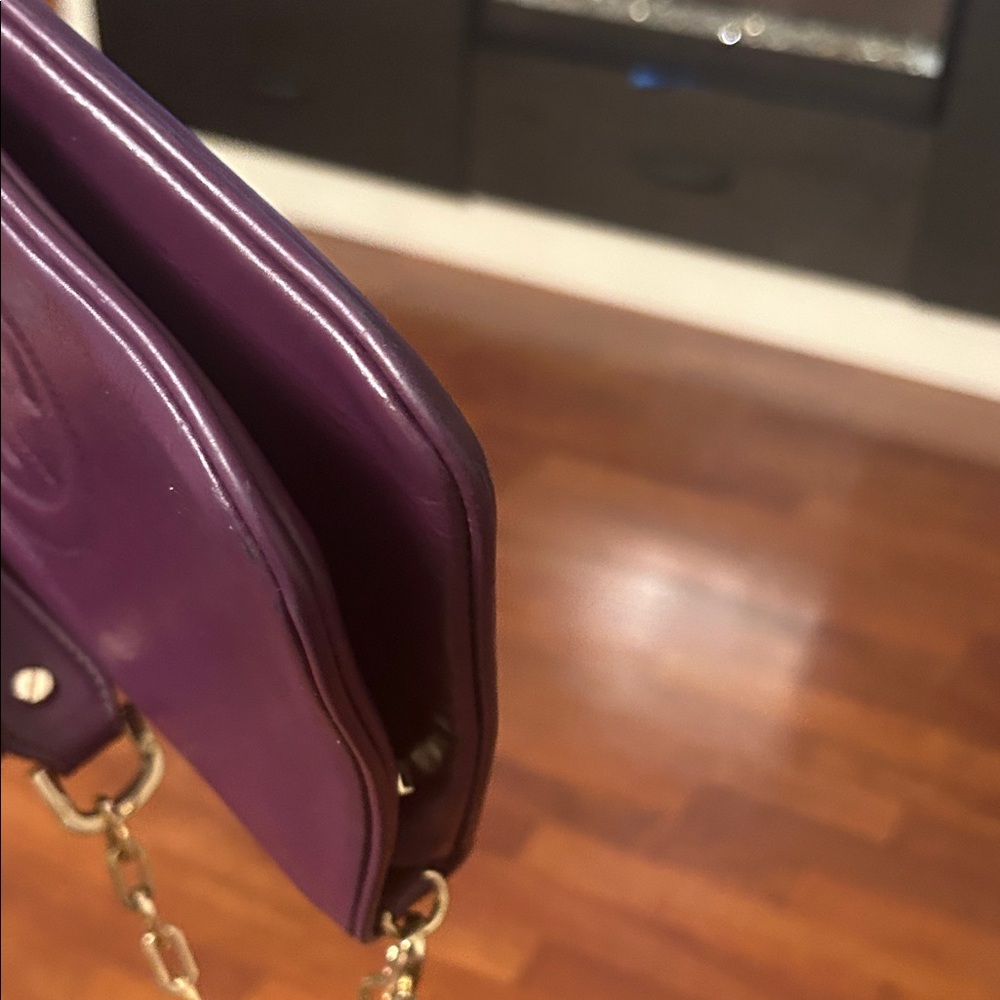 Tory Burch Plum/egg plant Leather Clutch with Gold Accents. - Picture 16 of 16